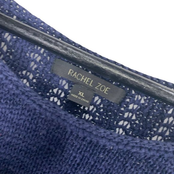 Rachel Zoe Navy Blue Open Knit Long Sleeve Knit Top XL - Picture 4 of 7